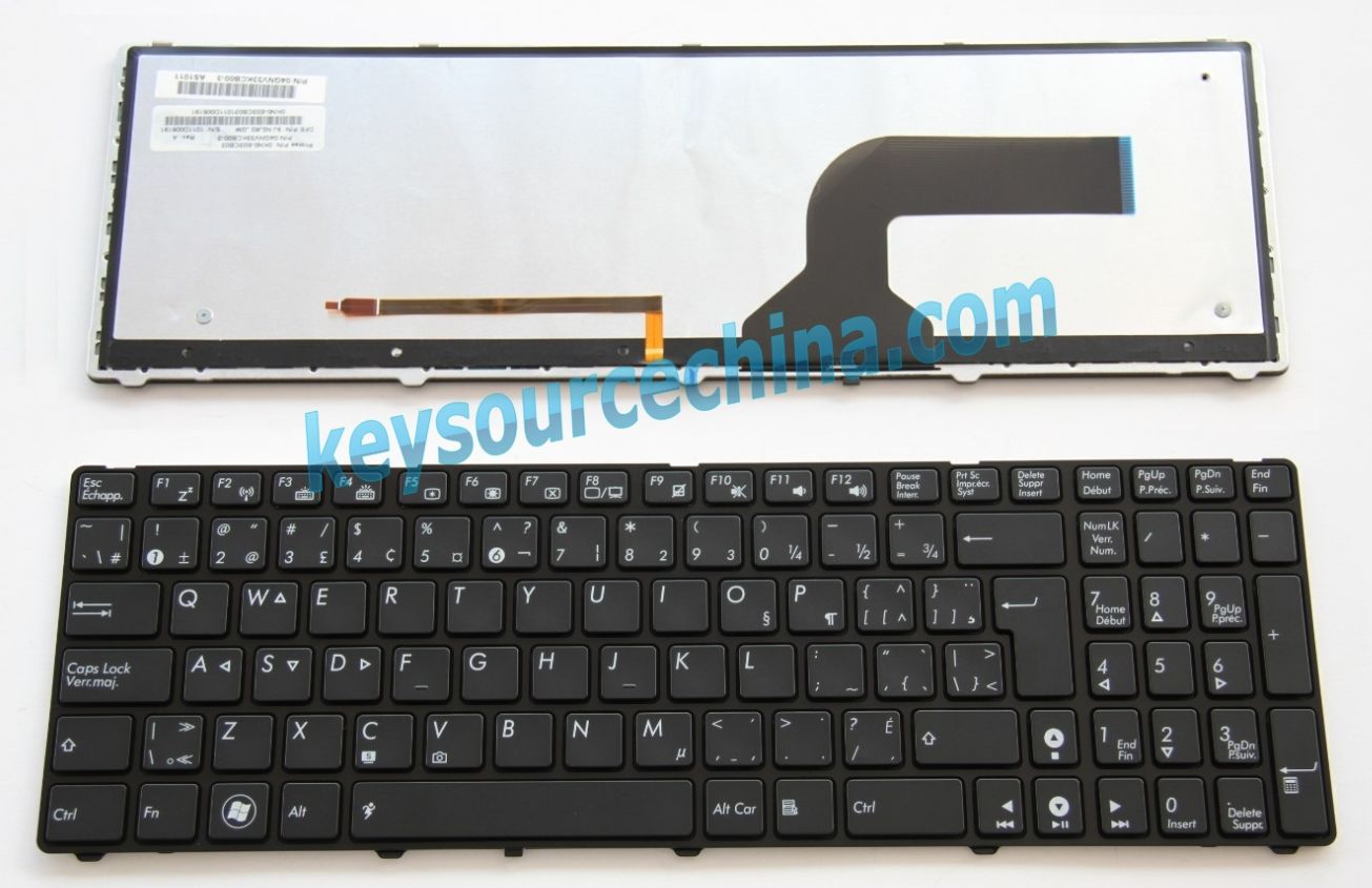 9J.N2J83.J2M ASUS G51 G53 G60 G72 G73 VX7 U50VG backlit Keyboard Clavier Canadian(CA)