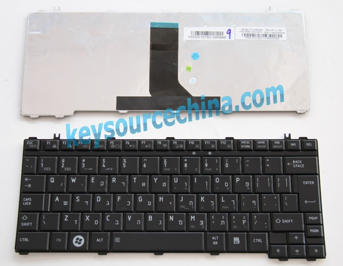 V101462AK1 HB Original Hebrew Keyboard for Toshiba Satellite U500 U505 T130 T135 T135D U500-192 E205; Portege M900 M905 M906