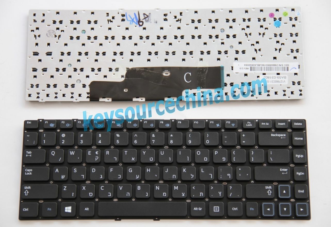 V127660CS1 IS Hebrew Keyboard,Samsung 300E4A Hebrew Keyboard,BA59-03180J Hebrew Keyboard