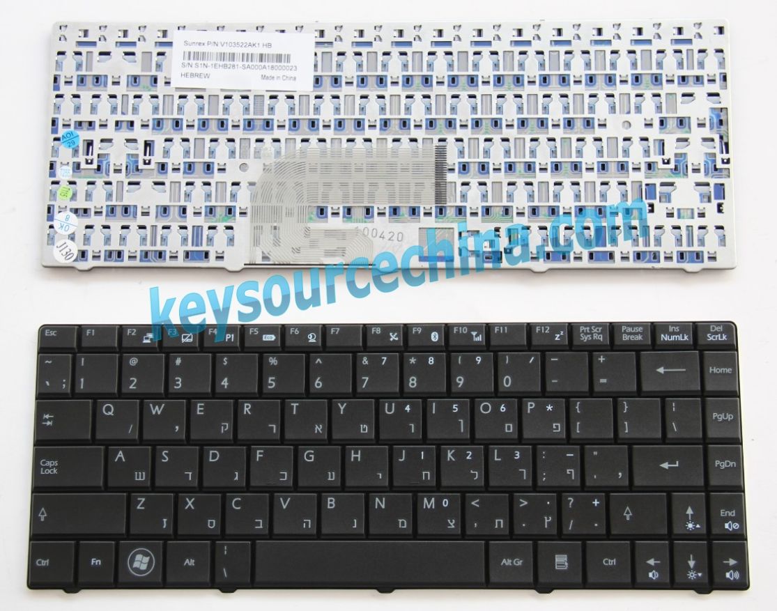 V103522AK1 HB Original Hebrew Keyboard for MSI Wind U210 U210 U230; X-Slim X320 X340 X410 X430 ‏CR400 X400