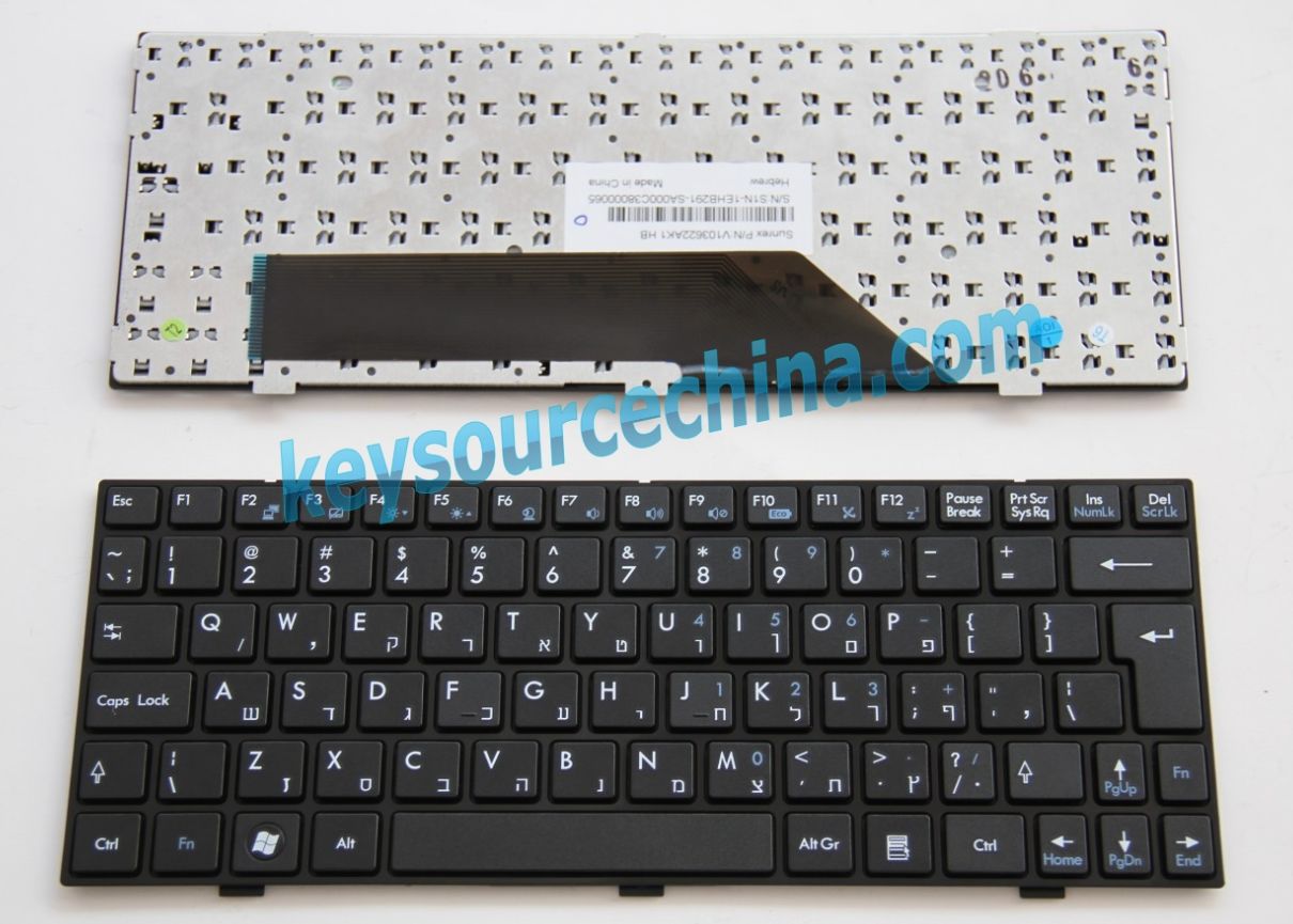 MSI Wind U135 Hebrew Keyboard,V103622AK1 HB Hebrew Keyboard,S1N-1EHB291-SA Hebrew Keyboard