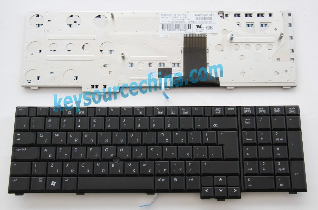 HP Elitebook 8730W 468777-BB1 494002-BB1 V070626AK1 HB מקלדת למחשב נייד Hebrew(HEB) Keyboard
