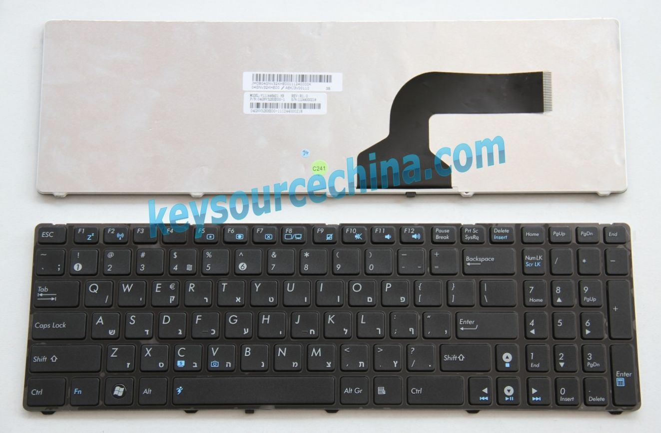 Asus K52 K52J K52S X52D A53E K53SC X52J X52JC X52N X53S UL50 UL50A N61 N71 X72 K72JR K73SV מקלדת למחשב נייד Hebrew(HEB) Keyboard