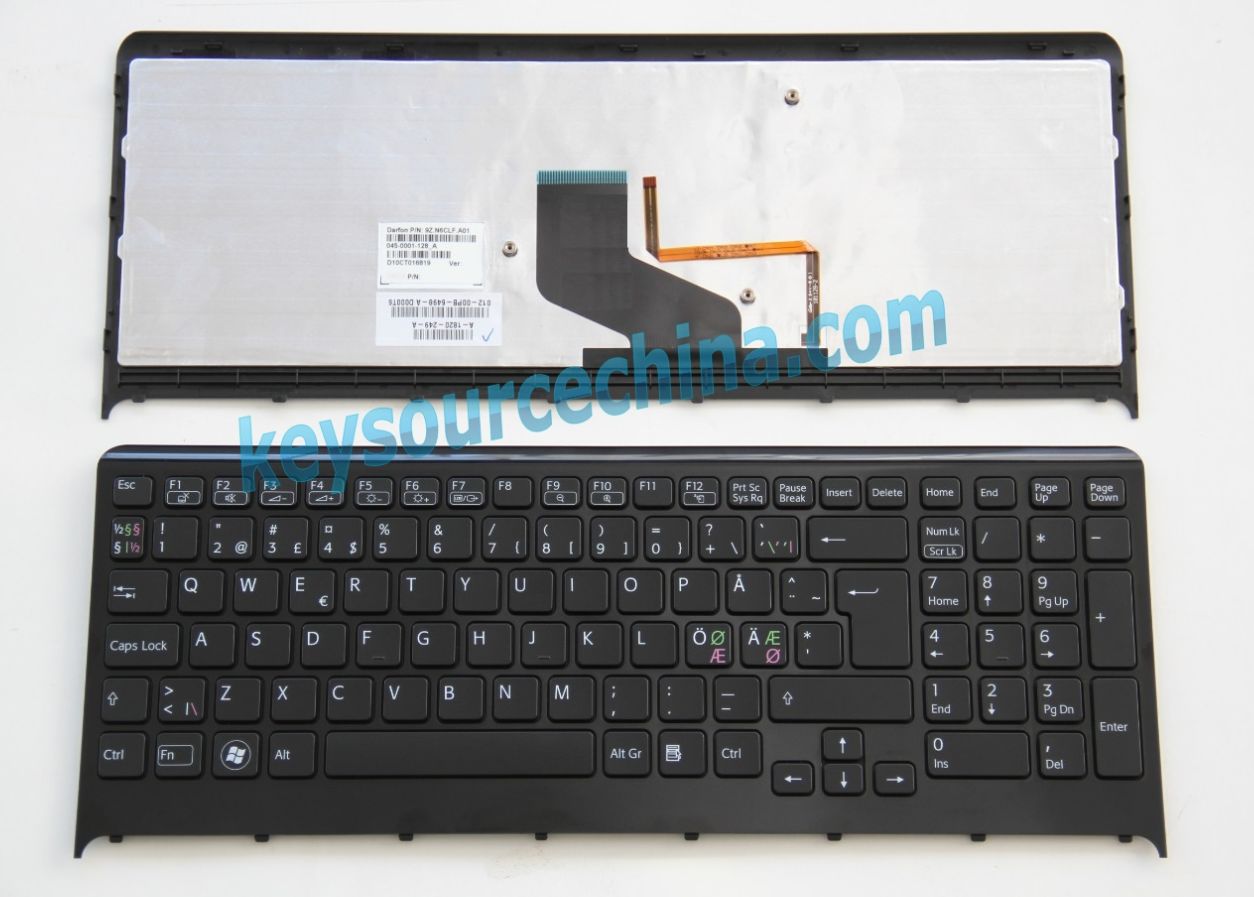 9Z.N6CLF.A01 Originalt Sony Vaio VPC-F21 VPC-F22 VPC-F21Z1E VPC-F22L1E VPC-F23L1E VPC-F24L1E Nordic Keyboard