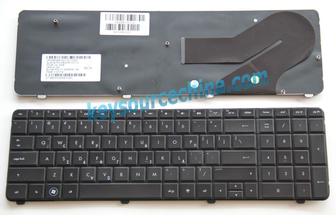 HP G72 G72-110EV G72-120EV G72-130EV G72-A10 G72-B10 G72-130; Compaq CQ72 Ελληνικό πληκτρολόγιο Greek/GR Keyboard black