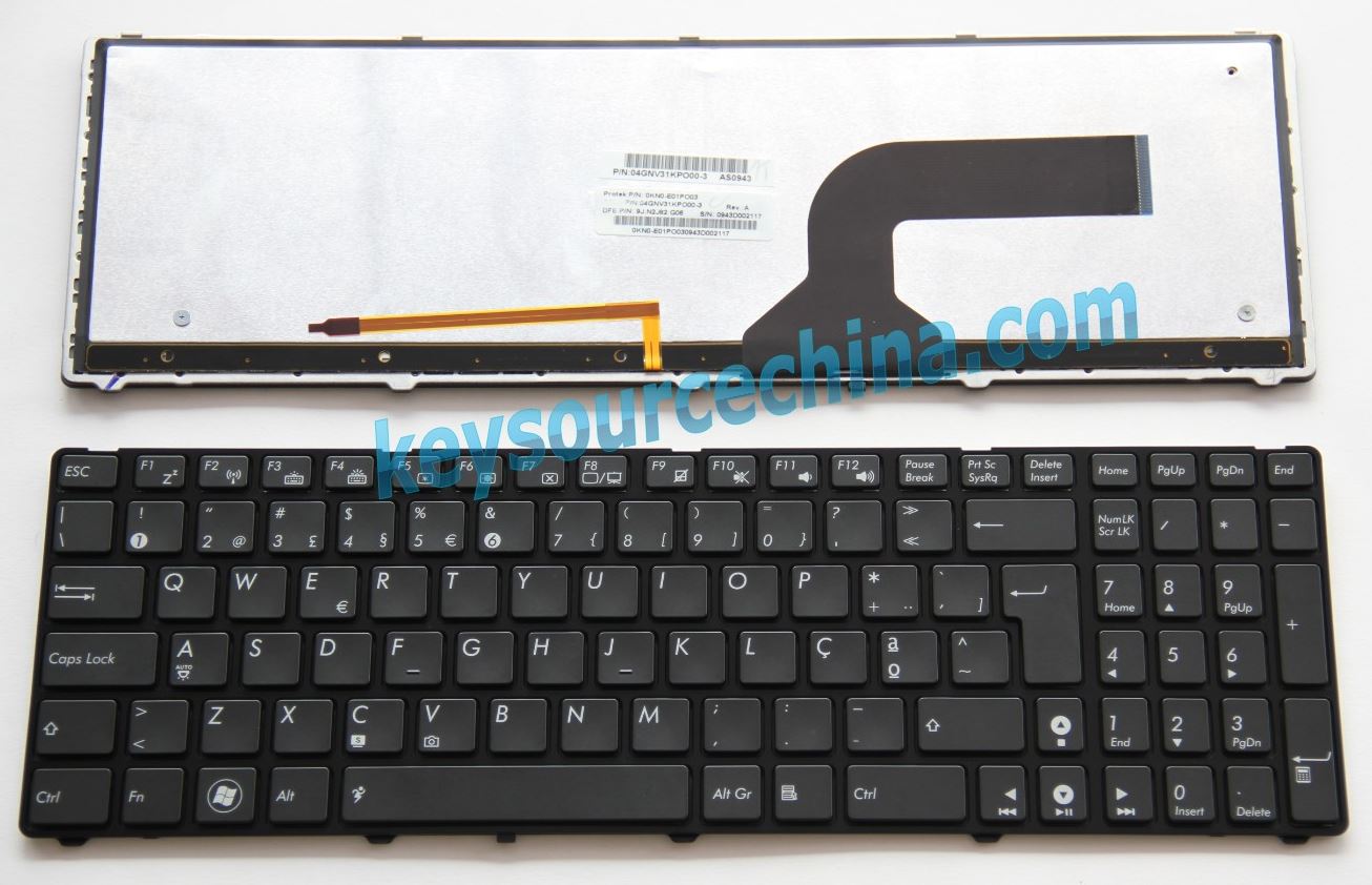 04GNV31KPO00-3 Teclado para portátil ASUS G51 G53 G60 G72 G73 VX7 UX50V Português PT/PO Backlit Keyboard