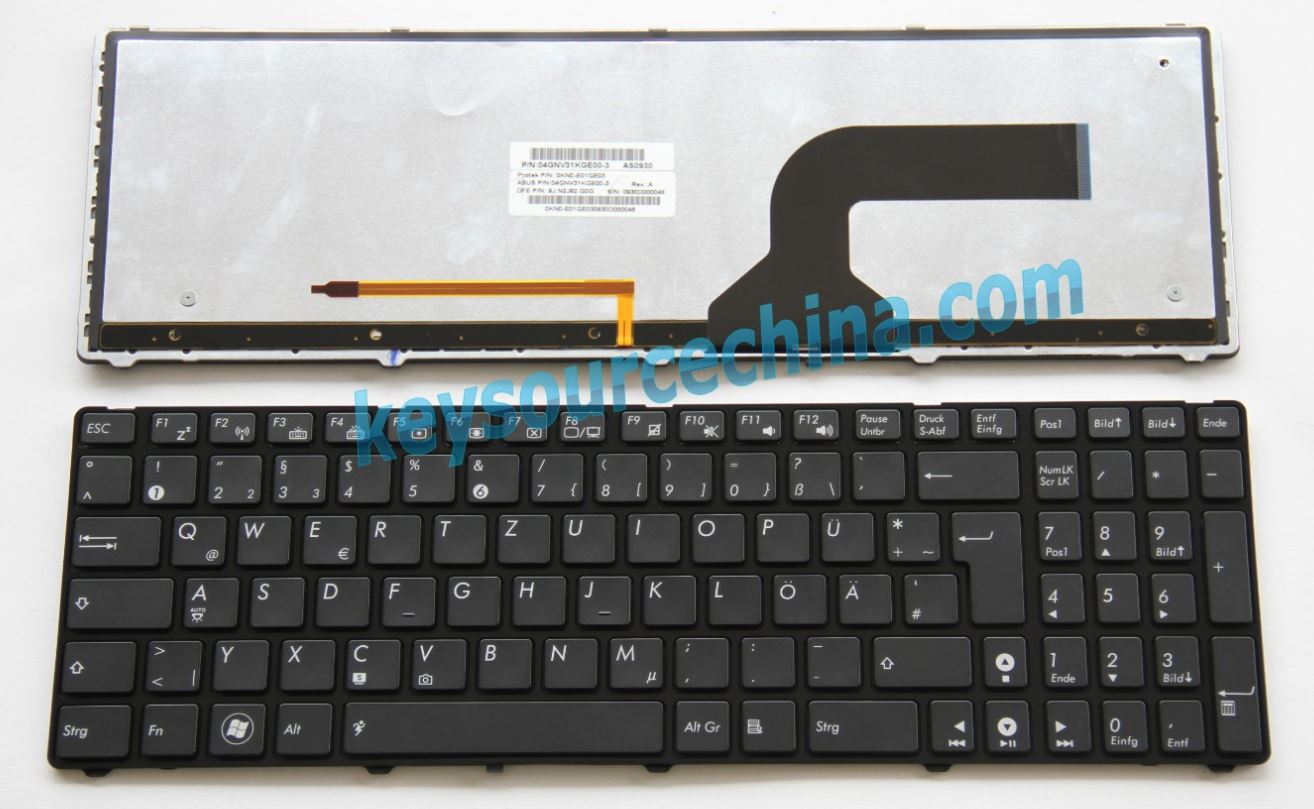 9J.N2J82.G0G Original Notebook Tastatur, deutsch (DE) anthrazit für ASUS UX50V U50VG G51 G53 G60 G72 G73 VX7 Backlit Keyboard