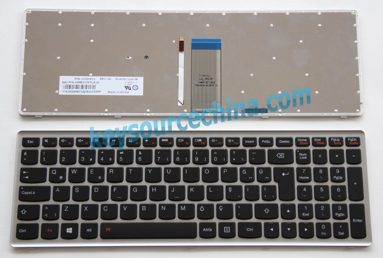 PN:25205673 Lenovo IdeaPad U510 Series QWERTY Notebook Klavyeleri Klavyesi Q-Türkçe(TR) Backlit Keyboard