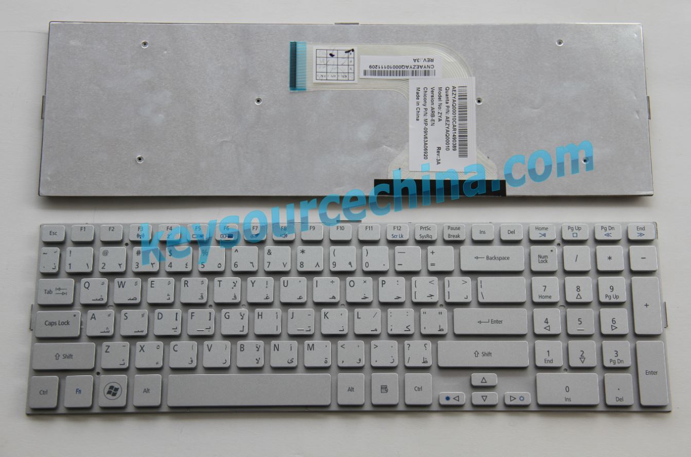 Acer Aspire 5943G 5950G 8943G 8950G Silver لحاسب المحمول كيبورد Keyboard