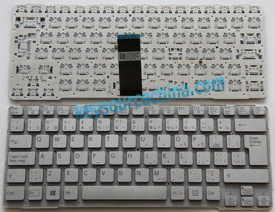 149119411CA, SONY SVE14A SVE14A1 SVE14A2 Silver Laptop Keyboard Clavier Canadian(CA)