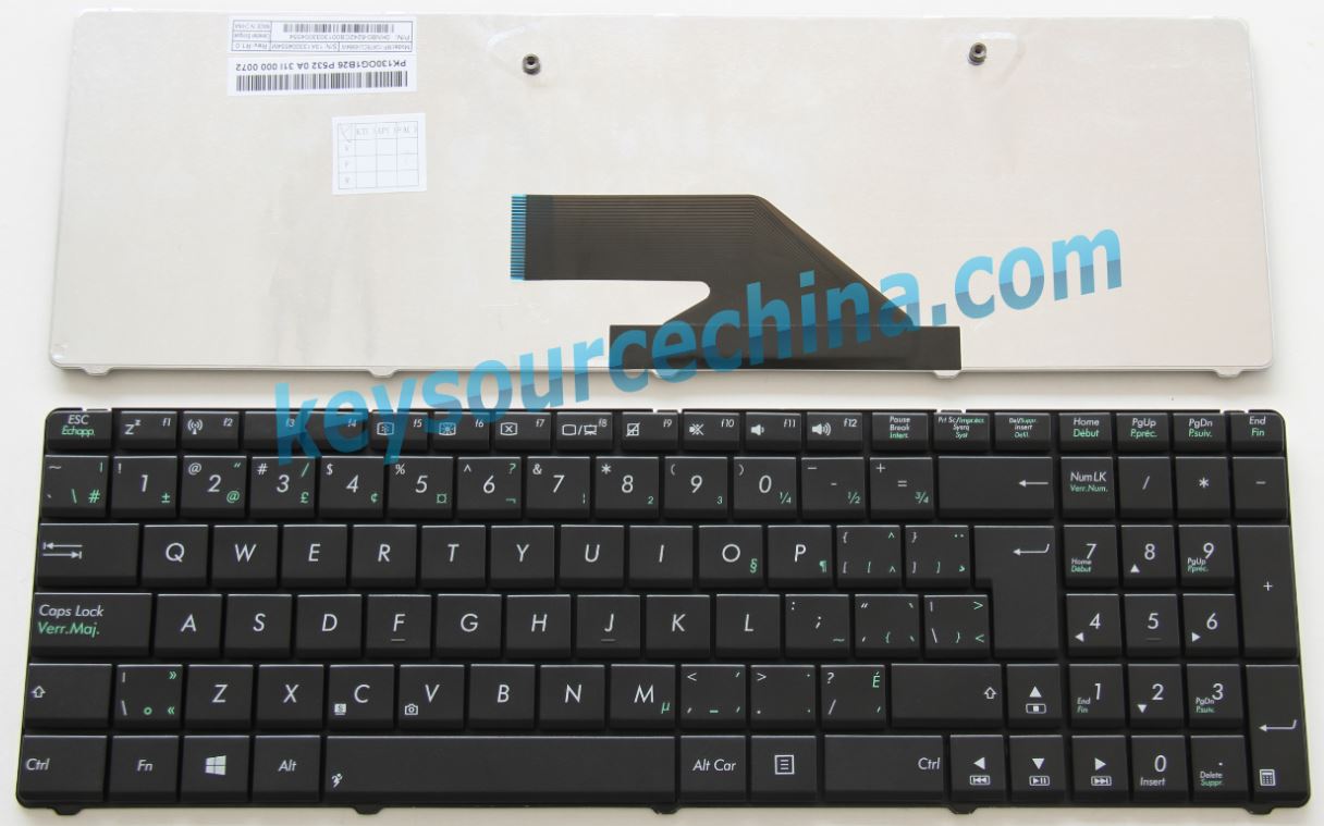 PK130OG1B26, ASUS K75D K75A K75VD R700DE A75DE F75 X75 Black Laptop Keyboard Clavier Canadian(CA)