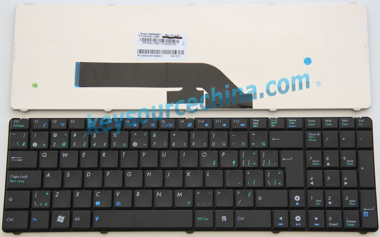 04GNV91KCB00-1 ASUS K50 X5D K51 K60 K61 K62 K70 X66 X70 P50 F50 F52 Black Laptop Keyboard Clavier Canadian(CA)