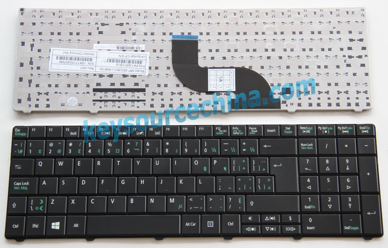 PK130PI1B19, ACER Aspire E1-521 E1-531 E1-571 TravelMate P253-M P453-M Keyboard Clavier Canadian(CA)
