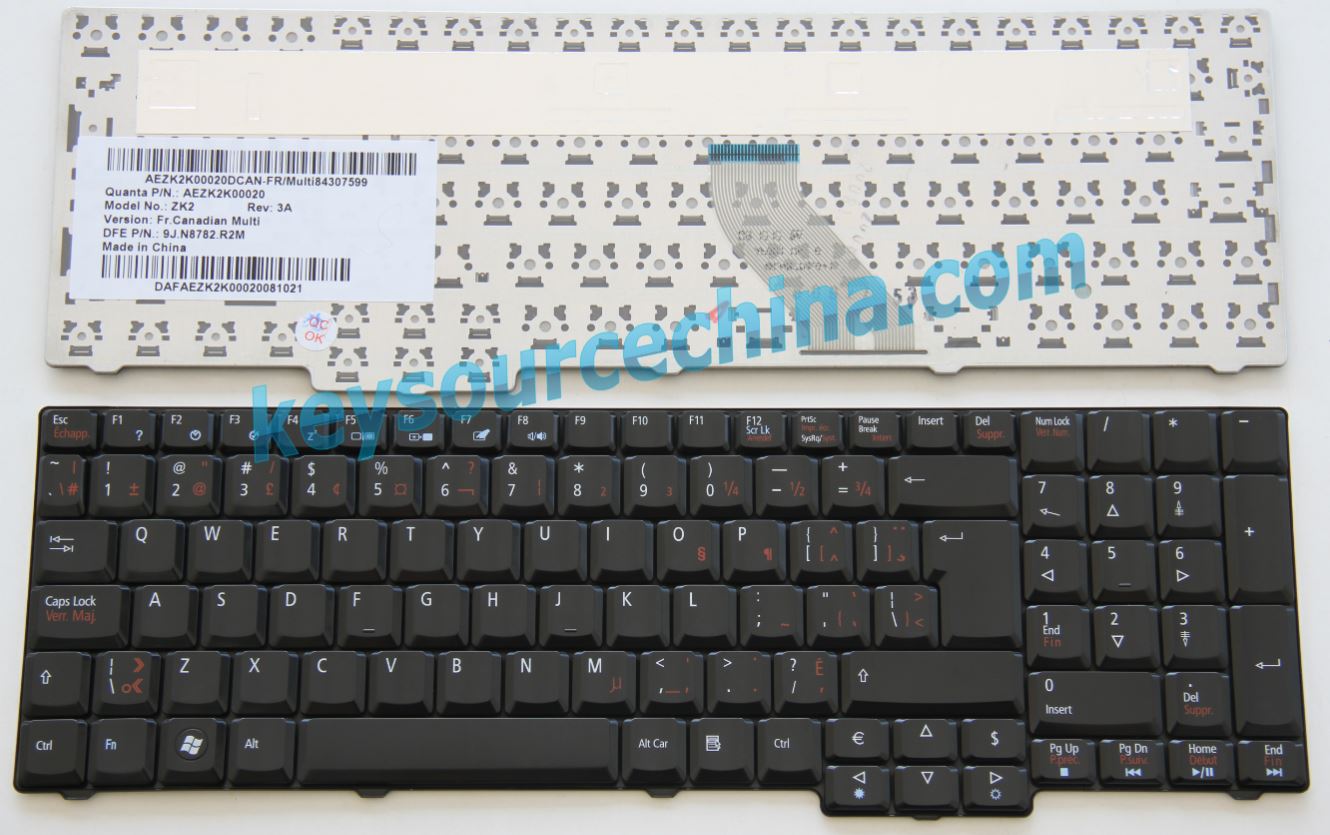 ACER 7000 7100 7110 5235 5737 9300 9400 9410 9420 6530 6930 eMachines E528 E728 Keyboard Clavier Canadian(CA)