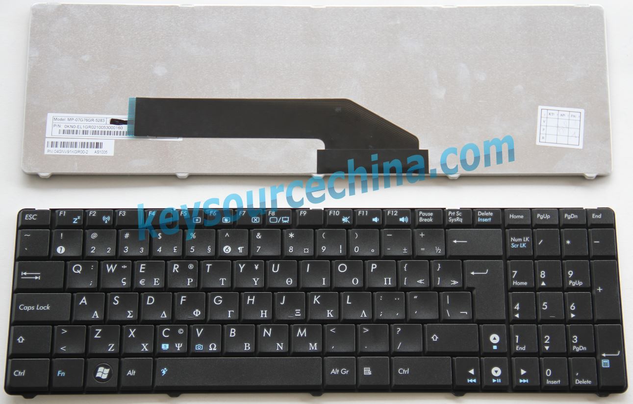 04GNV91GKR00-2 ASUS K50 X5D K51 K60 K61 K62 K70 X66 X70 P50 F50 F52 Greek Keyboard πληκτρολόγιο