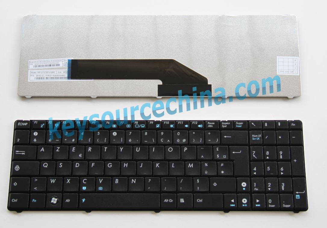 04GNV91KFR00-2 ASUS K50 X5D K51 K60 K61 K62 K70 X66 X70 P50 F50 F52 Black Clavier pour ordinateur portable Français/French(FR)