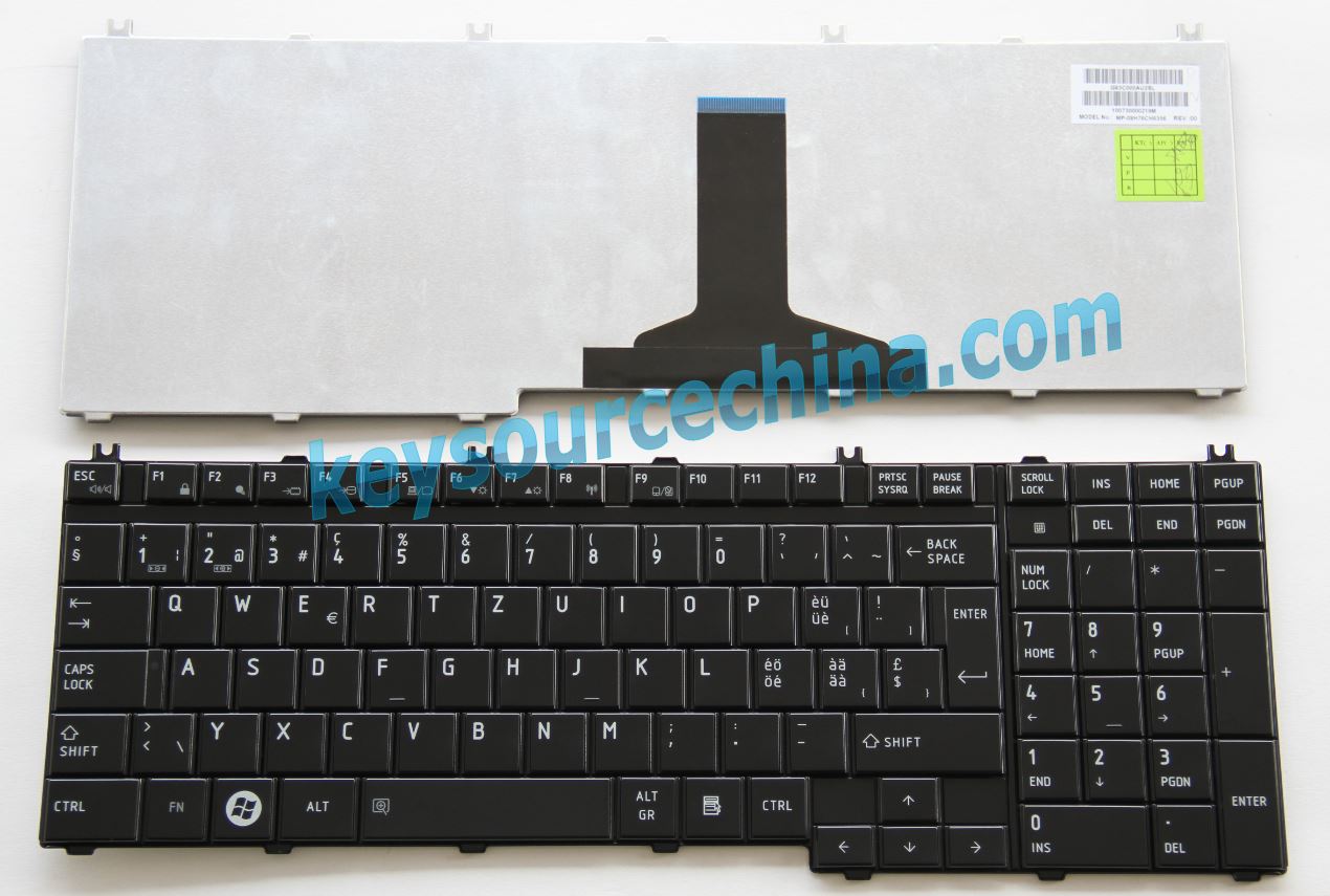 TOSHIBA Satellite A500 A505 P500 P505 L505 L555 Qosmio F60 F750 F755 Glossy Black QWERTZ-Tastatur Laptop (Schweiz / Swiss)(CH/SW) Keyboard