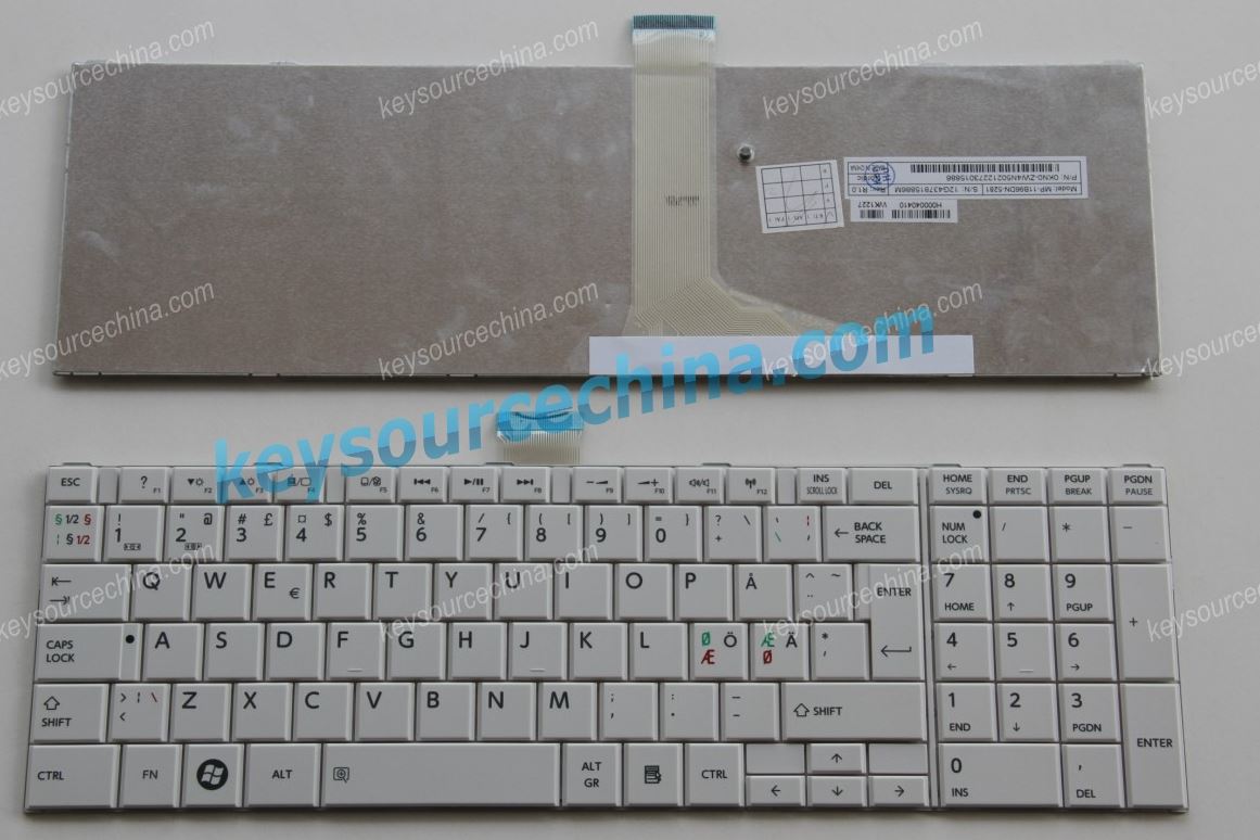 MP-11B96DN-5281 0KN0-ZW4N502 Toshiba L870 X875 S870 S875 Nordic keyboard white no frame