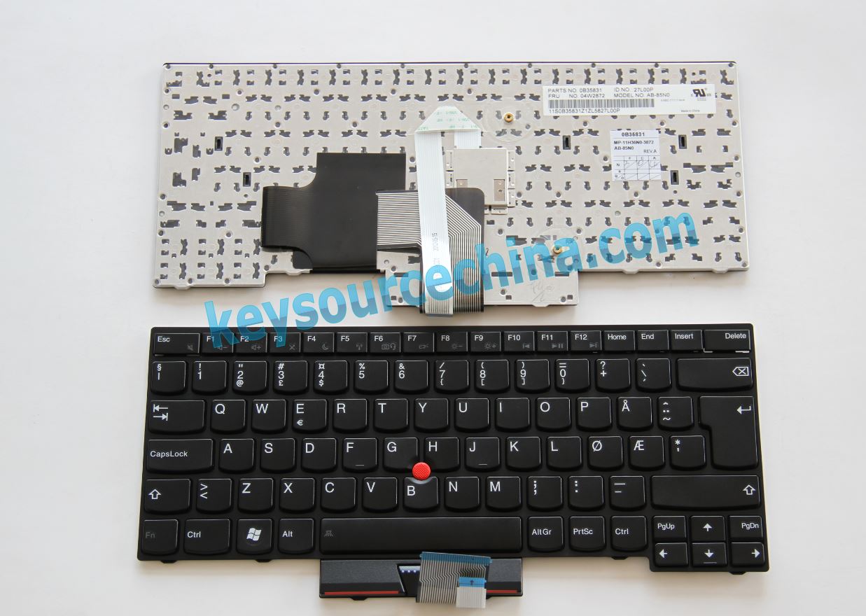 MP-11H36N0-3872 Originalt Lenovo ThinkPad T430u Ø Æ Norwegian Keyboard
