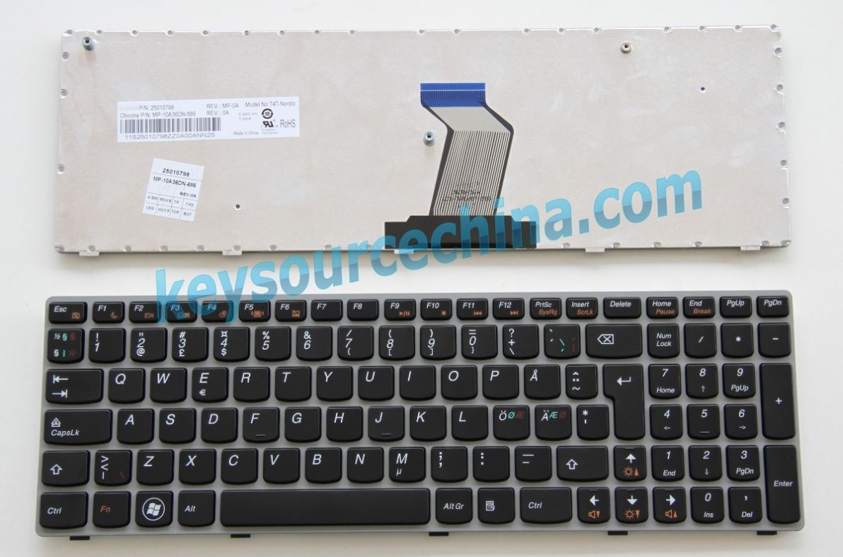 MP-10A36DN-686 Originalt Lenovo IdeaPad Z560 Z565 G570 G575 G770 G780 Nordic Keyboard