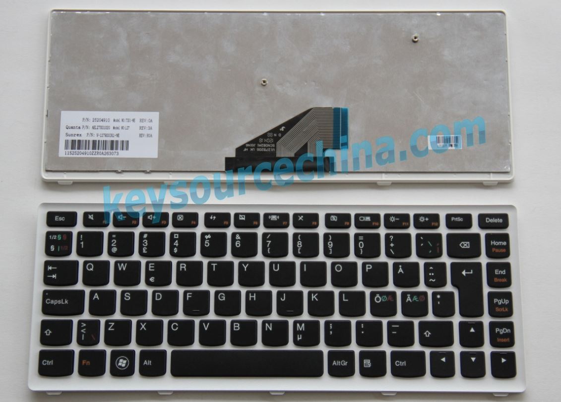 V-127920IK1-NE Original Lenovo Ideapad U310 Nordic keyboard