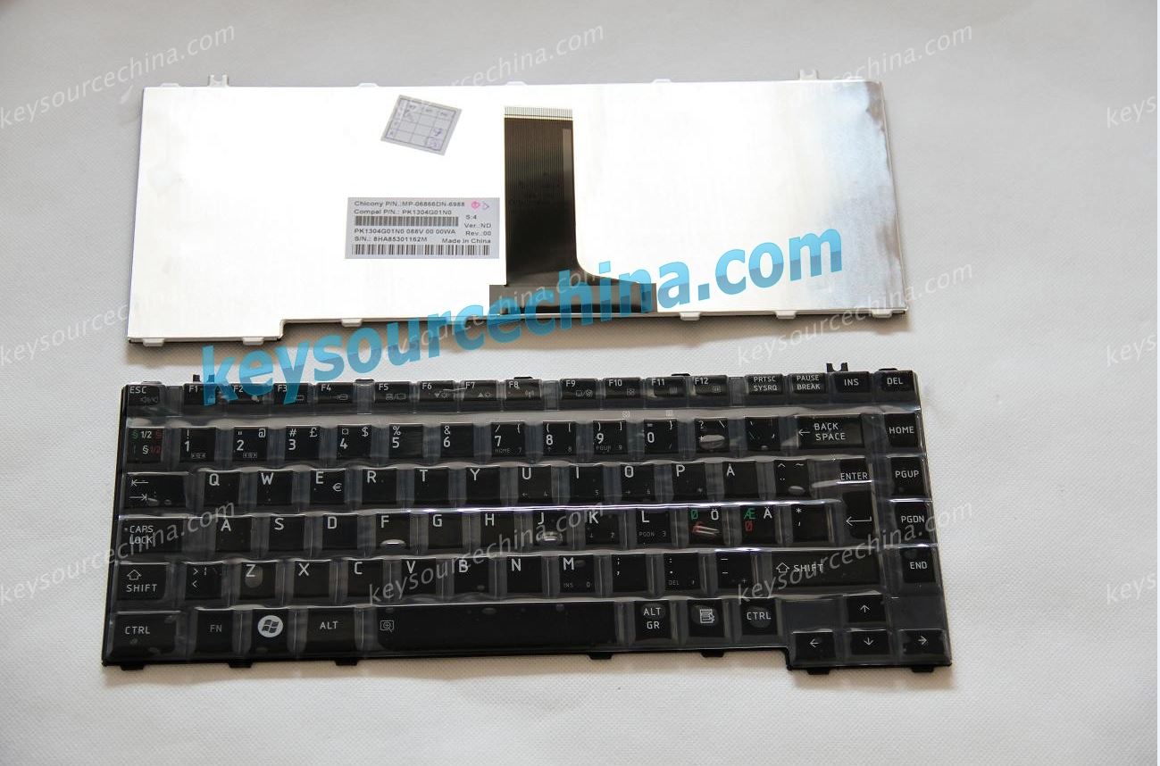 MP-06866DN-6988 Toshiba A300 A305 M300 M305 L300 L305 A350 A355 S300 L450 L455 Nordic keyboard