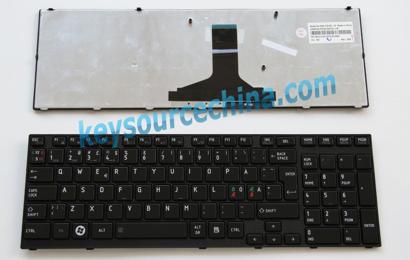 Toshiba Satellite A660 A665 Nordic keyboard 9Z.N4YGC.11K PK130CX1C26