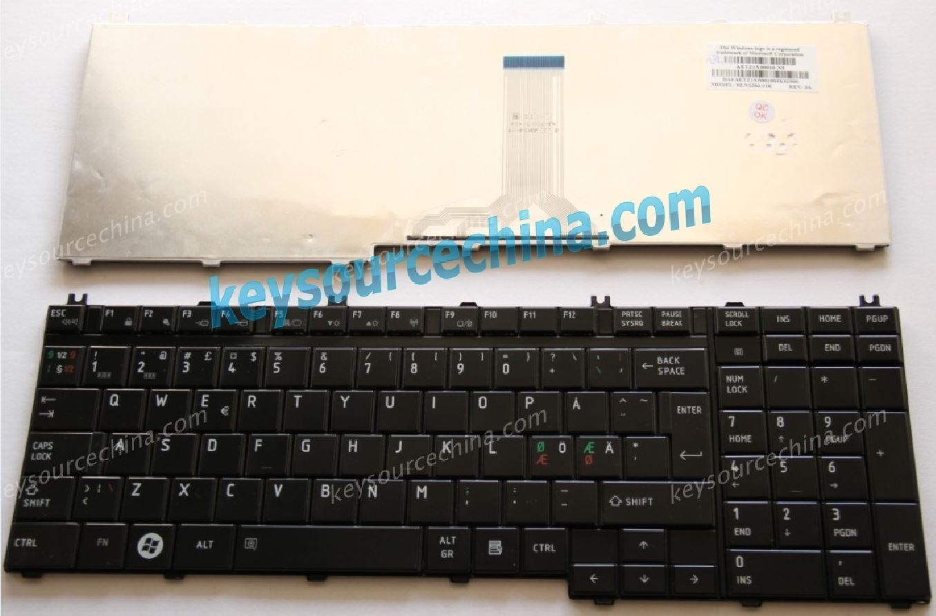 A000037390 A000039490 Toshiba A500 F501 P505 L555 F60 Nordic keyboard