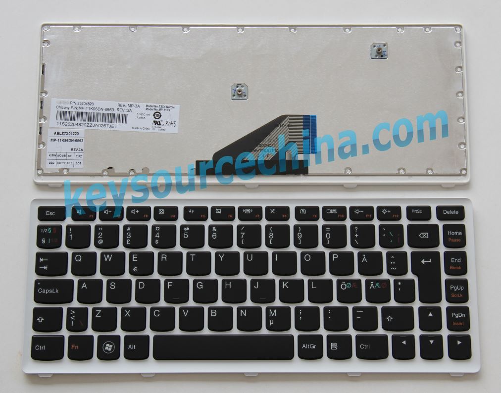 25204820 MP-11K96DN-6863 Lenovo Ideapad U310 Nordic keyboard black
