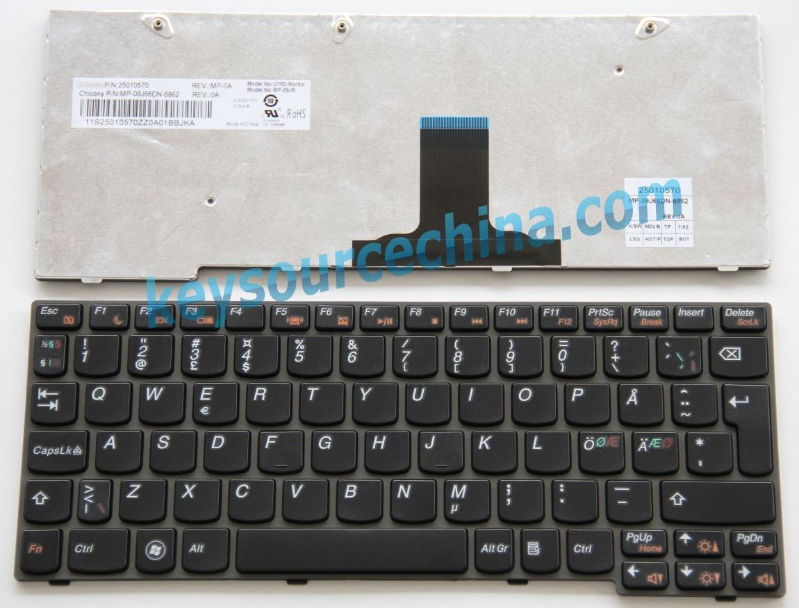 25010570 MP-09J66DN-6862 Lenovo Ideapad U160 U165 Nordic keyboard