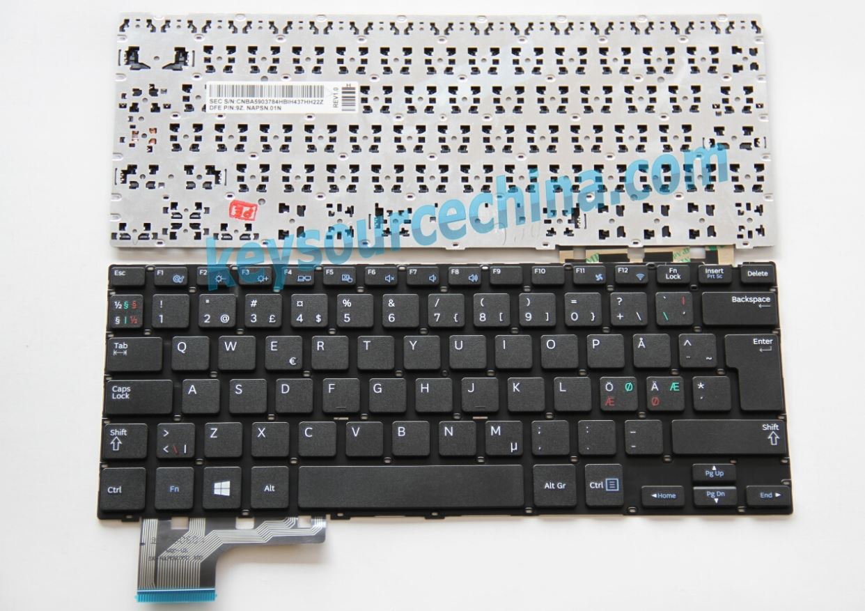 9Z.NAPSN.01N Originalt Samsung 905S3G 910S3G 915S3G NP905S3G NP910S3G NP915S3G Nordic Keyboard