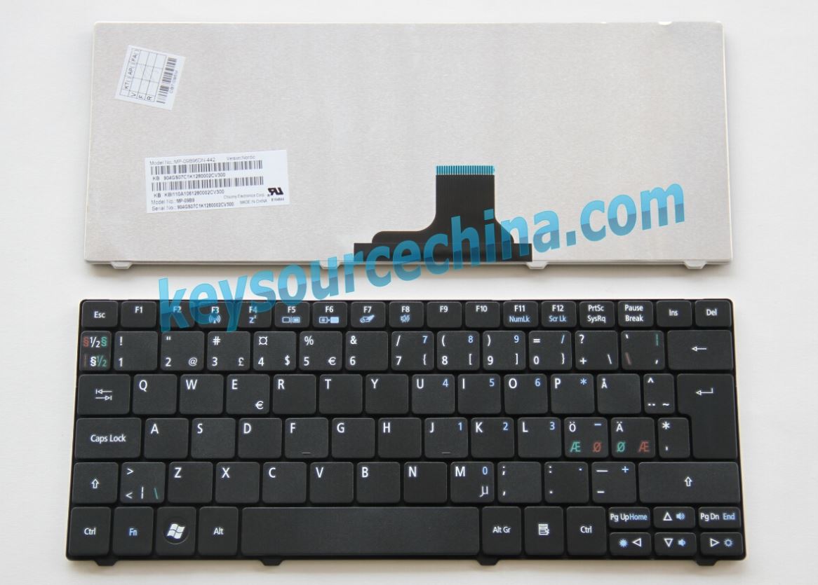 Acer Aspire One 721,722,ZA3, 1810, 1410 Nordic keyboard, Dansk tastatur, Norsk tastatur, Suomi näppäimistö, svensk tangentbord