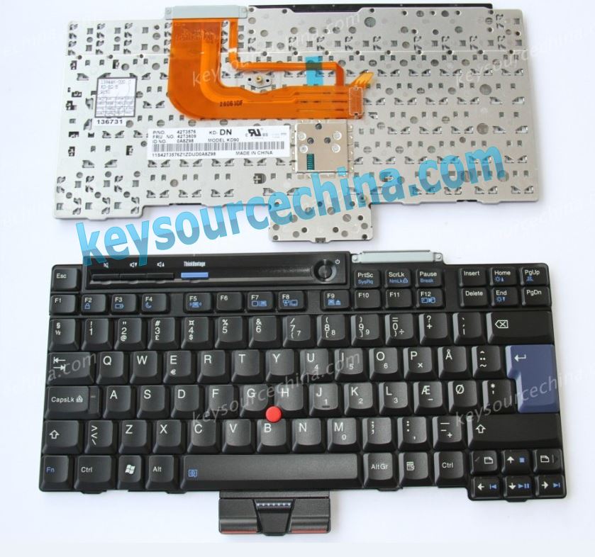 FRU: 42T3609 IBM X300 X301 Dansk bærbar tastatur