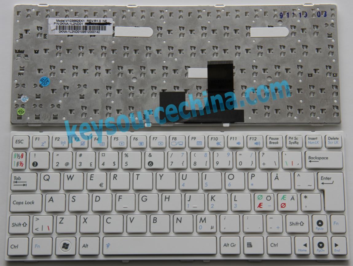 0KNA-1L2ND01 Asus Eee PC T101MT 1005PE 1005PR 1008P Nordic Keyboard tastatur
