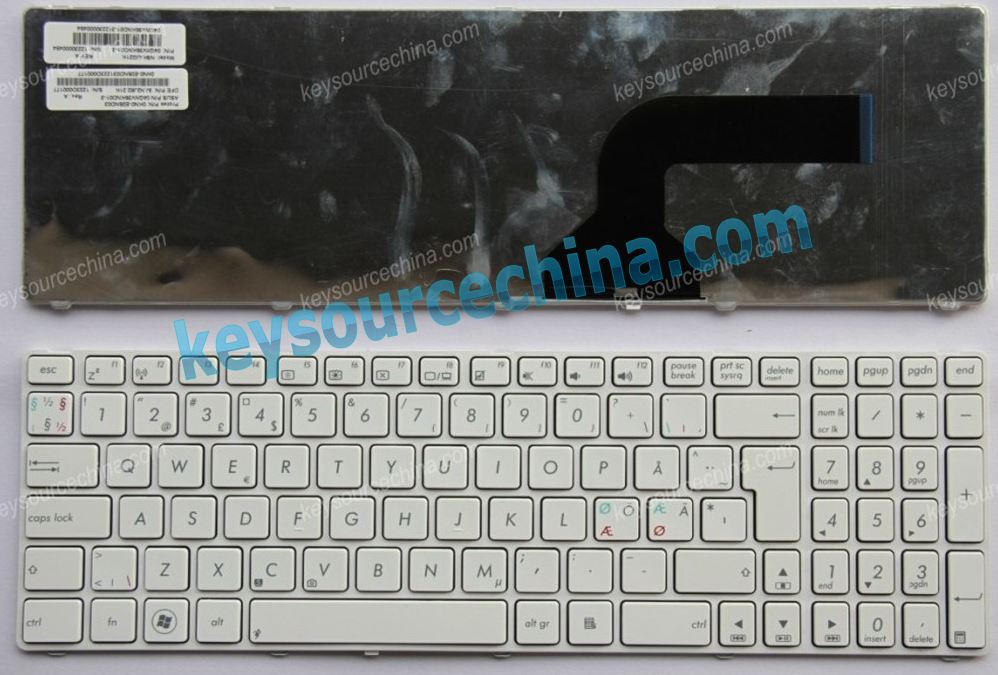04GNV32KND00-1 Asus G60VX K52 G51 G73 N61 K72 X72 Nordic keyboard
