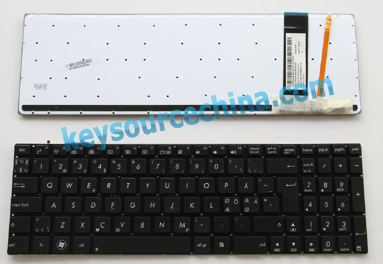 9Z.N8BBQ.G1N Originalt Asus N56V N76 N56VB N56VJ N56VM N56VZ N56DP N76VB N76VJ N76VZ N76VM Nordic Keyboard