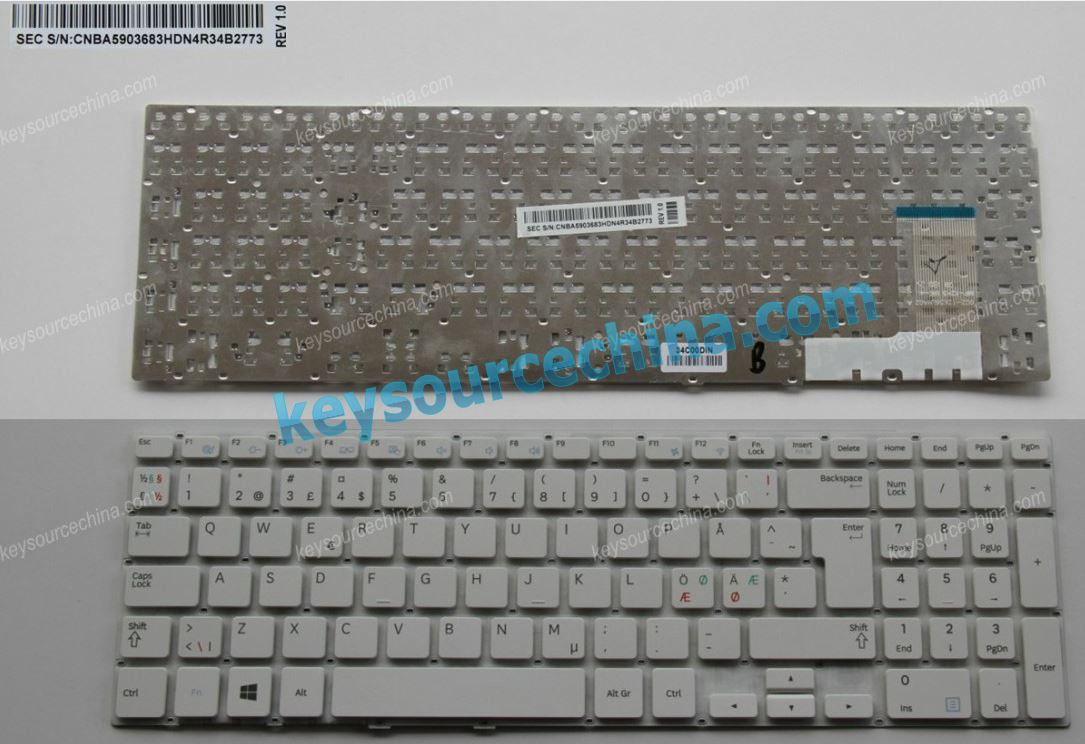 Samsung 370R5E NP370R5E 370R5E-A0 NP370R5E-A01CN 510R5E Nordic keyboard white