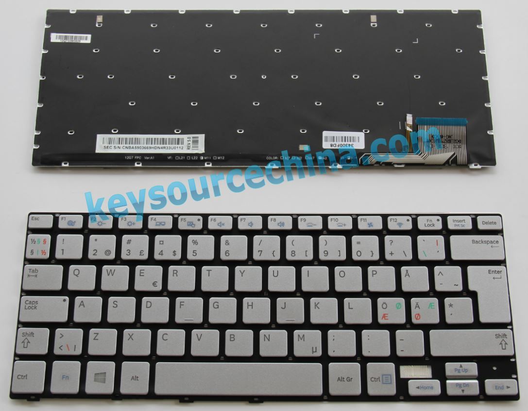 Samsung series 7 ultra 730u3e backlit silver Nordic keyboard,