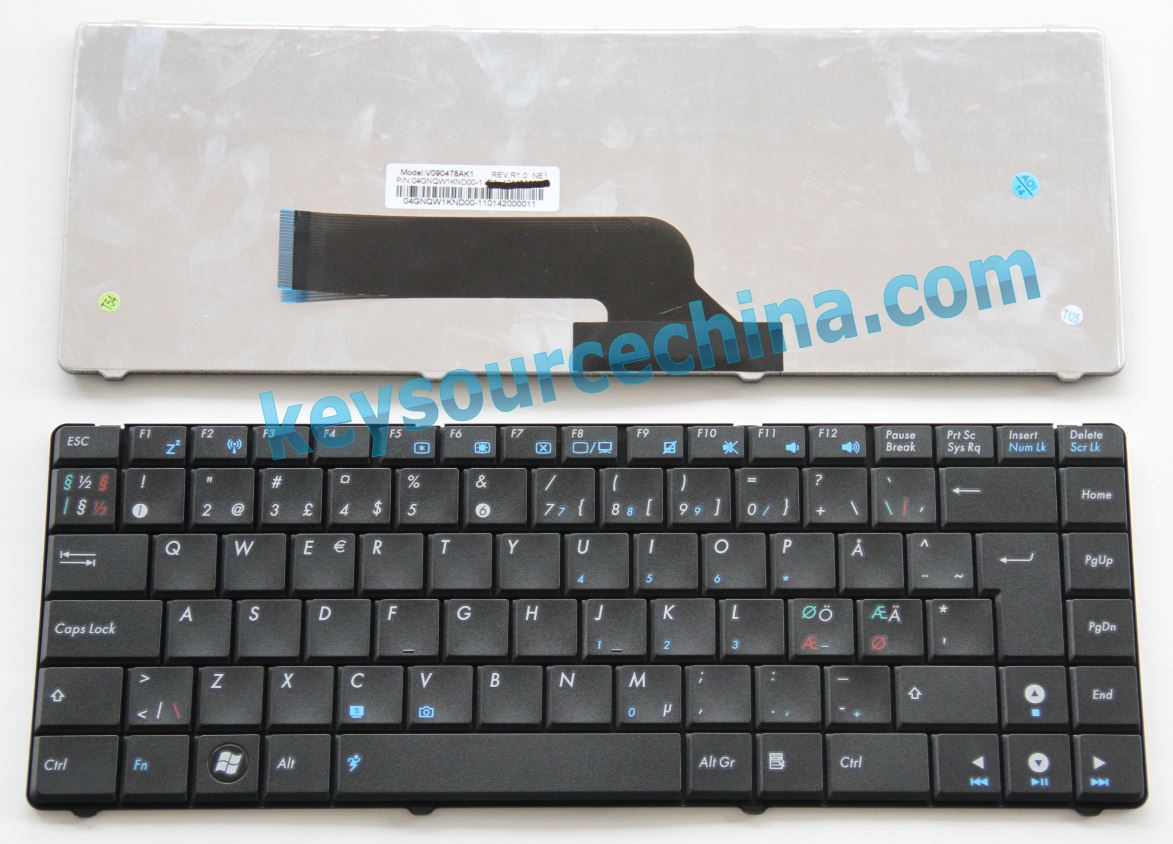 04GNQW1KND00-1 Asus K40 P30 P80 P81 A41 Nordic keyboard black