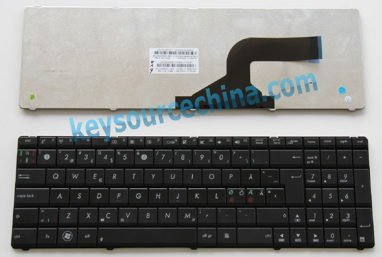 V118562AK1 Originalt Asus X54H X54HR X54L X54C K54 K54C K54HR K54L K54LY A54C A54H X75A X75VD Nordic Keyboard