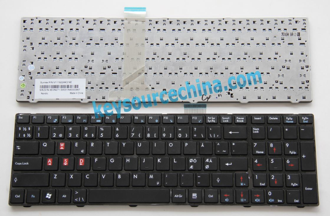MSI GX680 GT683 Nordic keyboard, Dansk tastatur, Norsk tastatur, Suomi näppäimistö, Svensk tangentbord