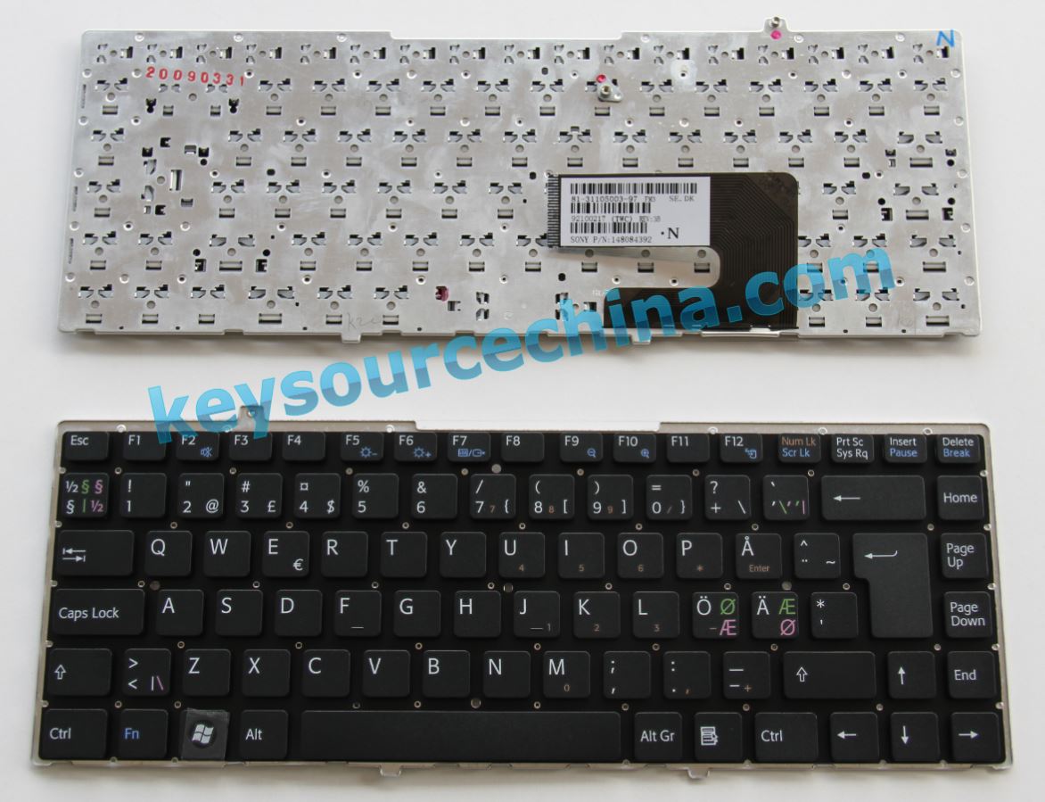 P/N:148084392 Sony Vaio VGN-FW FW11E FW21L FW31E FW351J/H FW41 FW46M Nordic keyboard