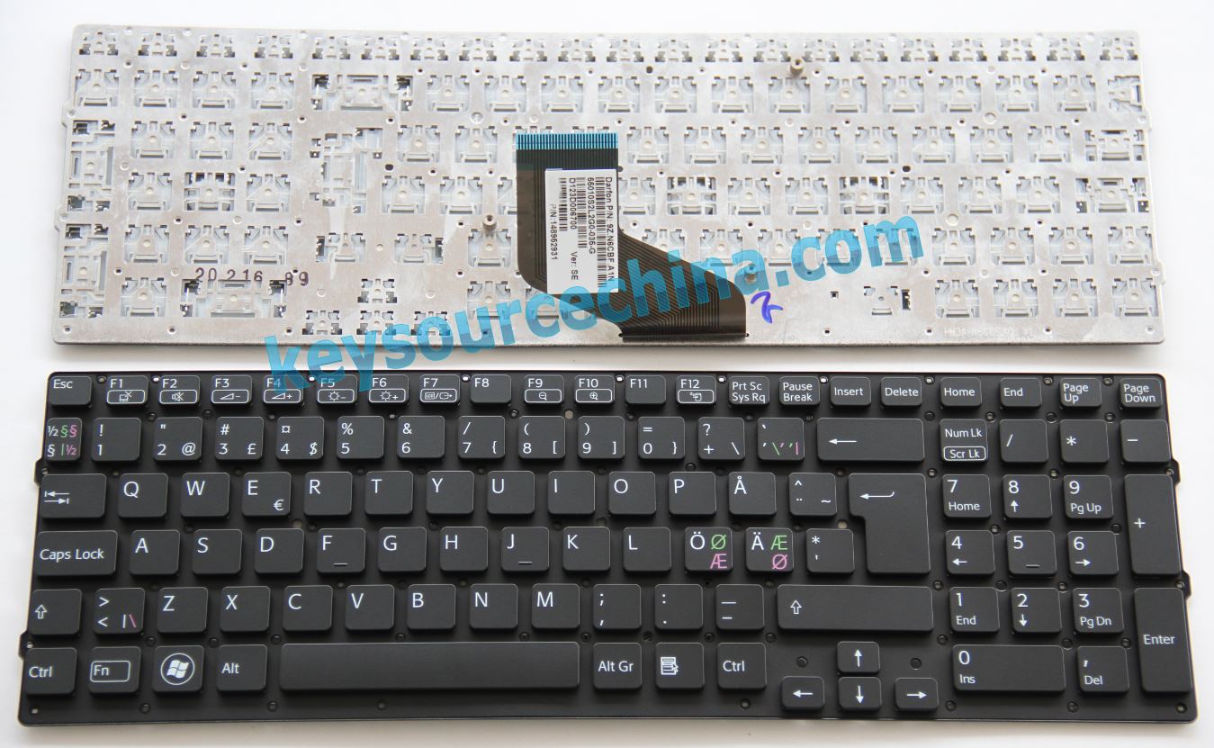 Black Sony Vaio VPC-F21 VPC-F21Z1E VPCF24P1E VPCF23M1E VPCF22M1E Nordic keyboard