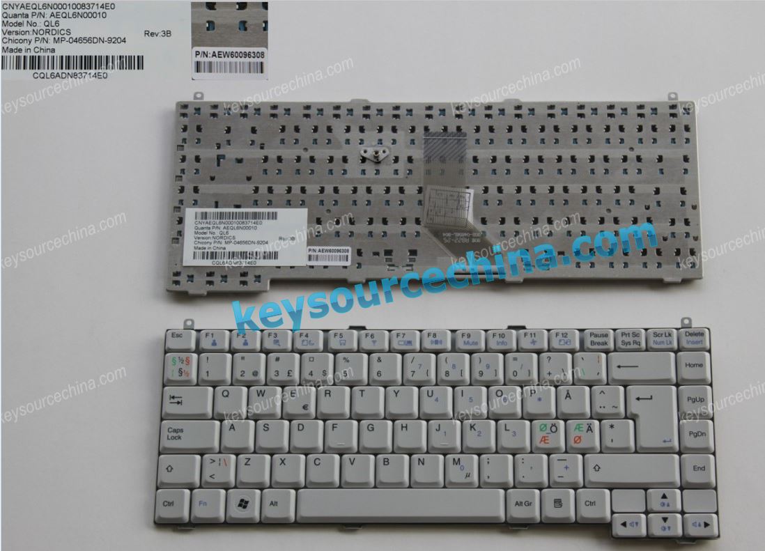 AEQL6N00010 MP-04656DN-9204 LG R480 Nordic keyboard QL6 gray