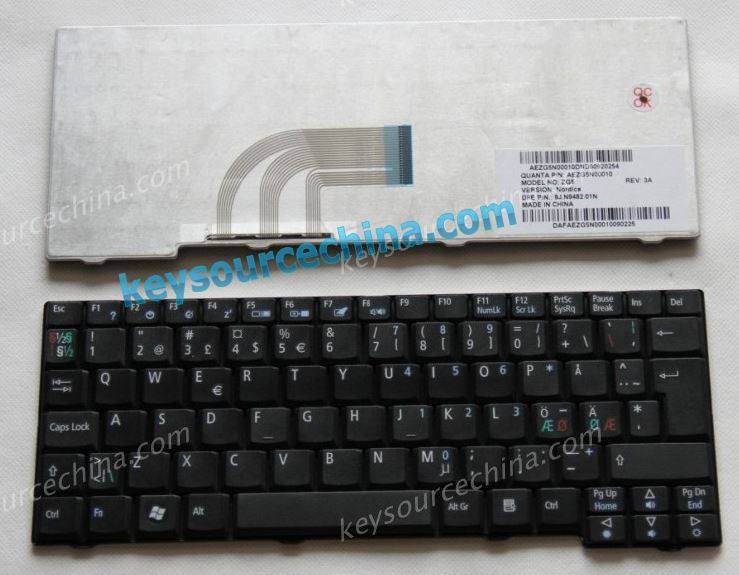 Acer Aspire One ZG5 Nordic keyboard KB.INT00.538 9J.N9482.01N