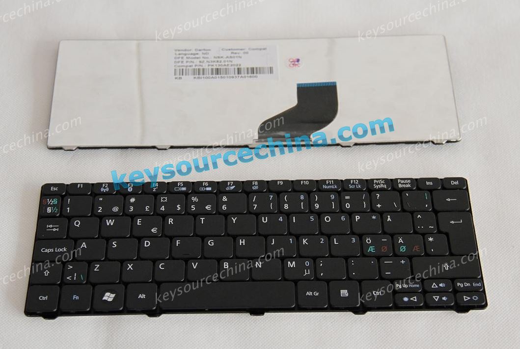 Acer Aspire One 532H D255 D260 NAV50 NAV51 Nordic keyboard, Dansk tastatur, Norsk tastatur, Suomi näppäimistö, svensk tangentbord