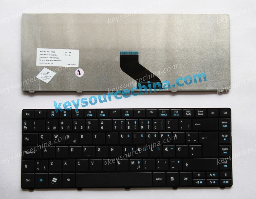 KBI140A148 9J.N3L82.00D Acer Travelmate 8471, Travelmate 8371 Dansk bærbare tastatur