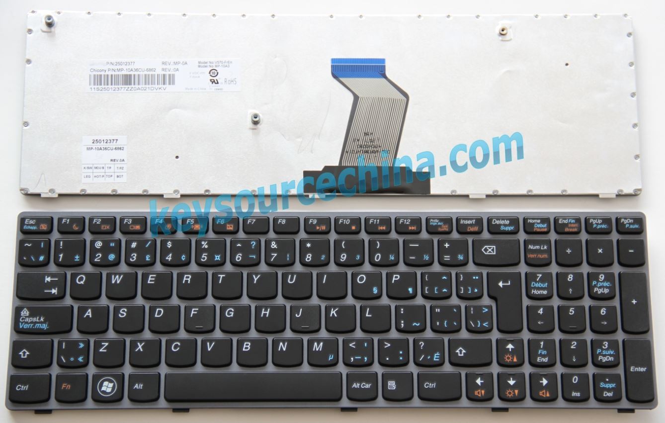 25012377 Lenovo B570 B575 B580 V570 V575 Ideapad Z570 Z575 Black Laptop Keyboard Clavier Canadian(CA)