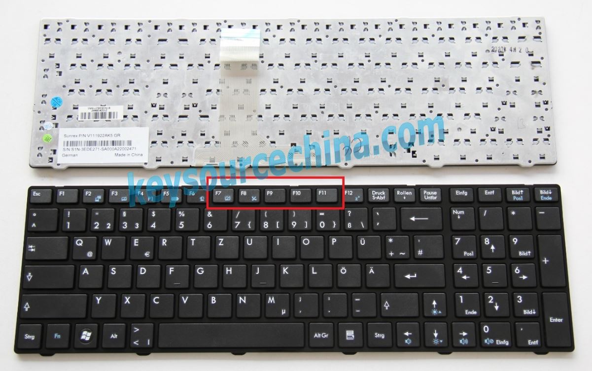 V111922AK5GR Original Notebook Tastatur, deutsch (DE) schwarz für Medion Akoya X6811 X6812 X6813 X6817 X6819 X6821 X6823 X6825 X7813 X7815 P6512 E6313 NEU