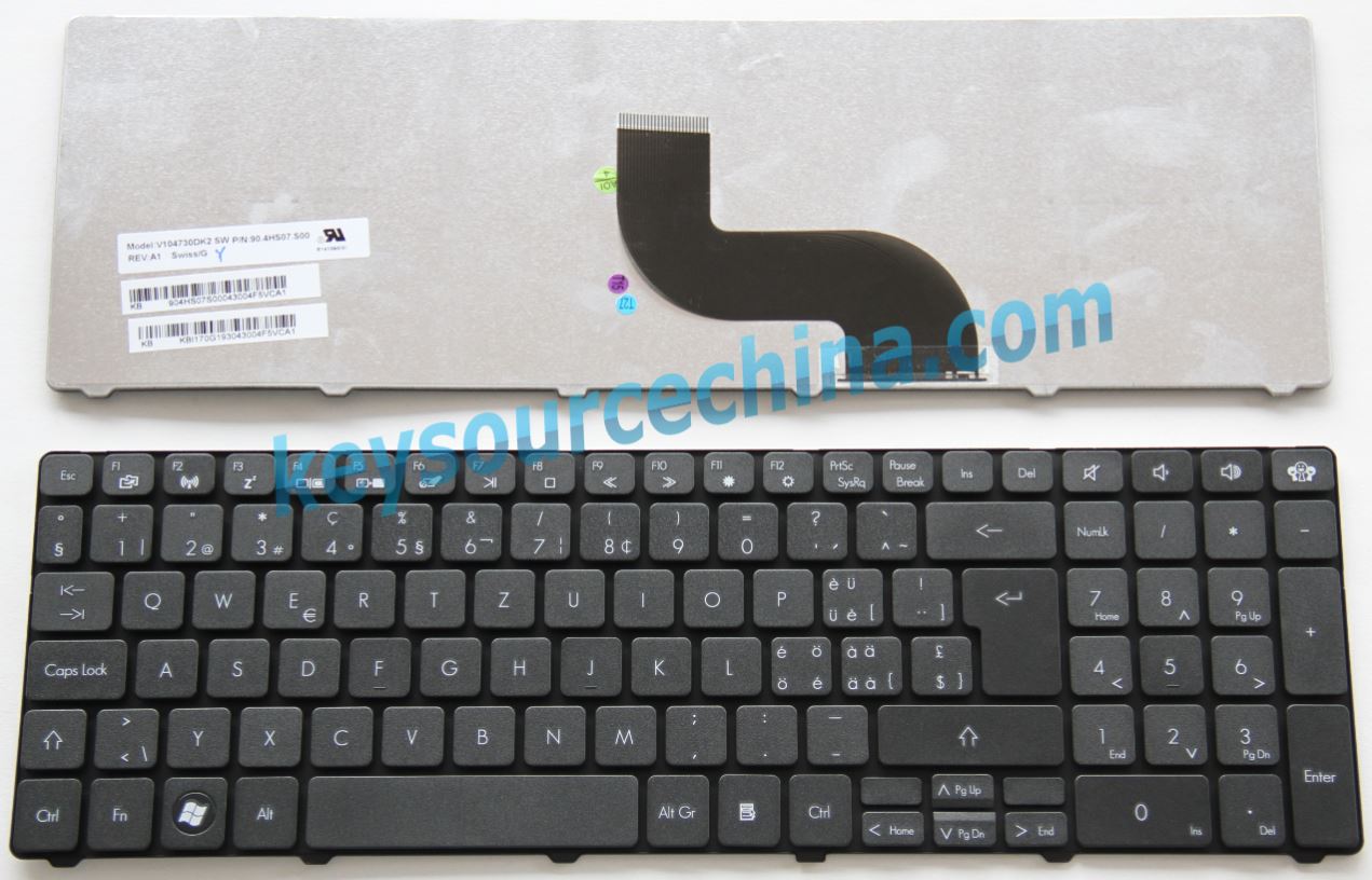 Packard Bell TK81 TK83 TM80 TM81 TM85 black QWERTZ-Tastatur Laptop (Schweiz / Swiss)(CH/SW) Keyboard